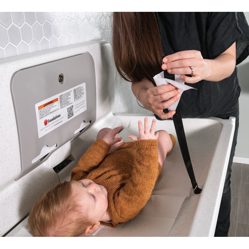 Foundations Horizontal Changing Station with Safety Straps, White Granite