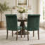 Chaise d'appoint capitonnée en chenille sans accoudoirs avec pieds en bois massif, vert olive (ensemble de 2)-308965698