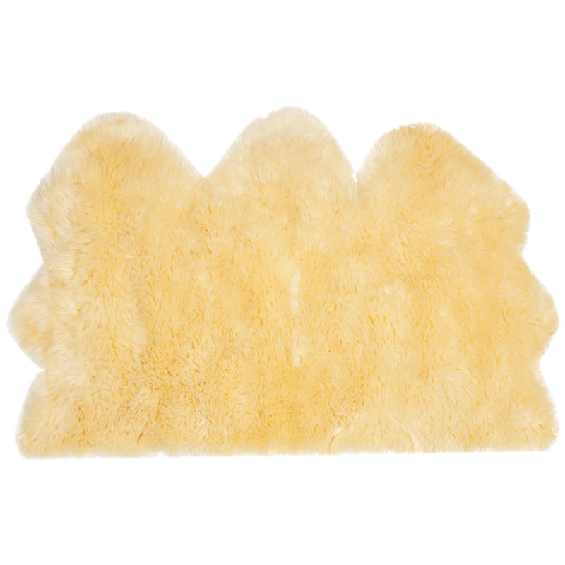Solid Colour Sheepskin Area Rug, Rectangle 91 x 152 cm