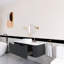 48 po Meuble-lavabo mural simple flottant noir avec dessus en marbre artificiel-292264832