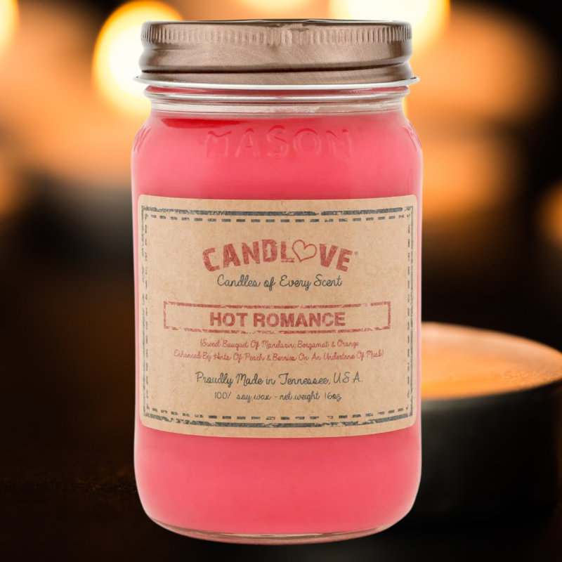 Bougie parfumée avec support en verre Hot Romance