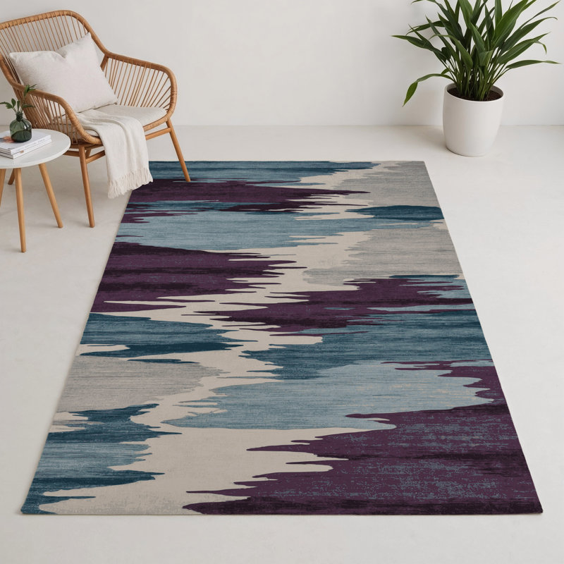 Tapis intérieur et extérieur gris Watercolor, Rectangulaire 3 pi x 5 pi