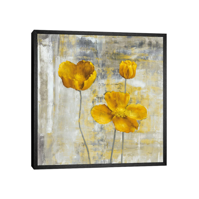 Yellow Flowers II by Carol Black - Wrapped Canvas Painting, Black Framed, 93.98 cm H x 93.98 cm W