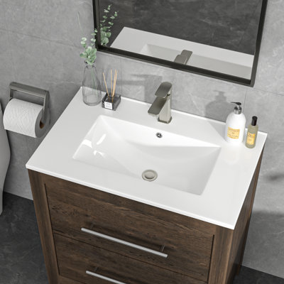 Comptoir de meuble-lavabo simple blanc L 30 po x l 18 po avec trou pour robinet et trop-plein (plateau seulement)