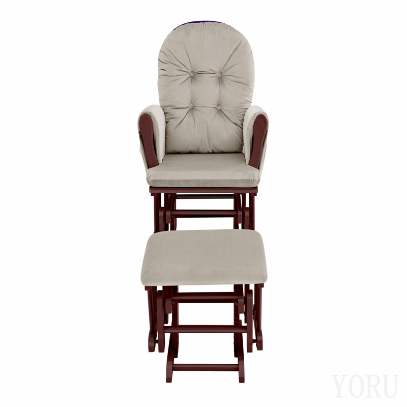 Mason Glider And Ottoman Espresso Wood And Beige Fabric