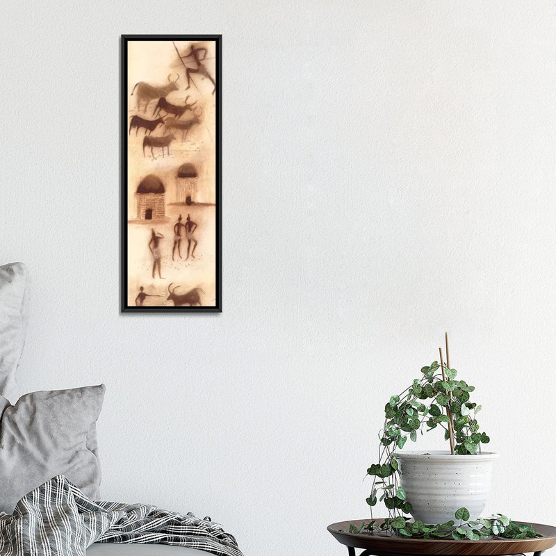 « africain impression i », impression sur toile, H 36 po x l 12 po x P 1,5 po, Toile avec cadre noir