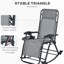2 chaises berçantes d'extérieur grises, pliables sans gravité avec oreiller, porte-gobelet et téléphone, matériau en acier, 2 chaises berçantes polyvalentes, gris inclinable. Construire, relaxant
