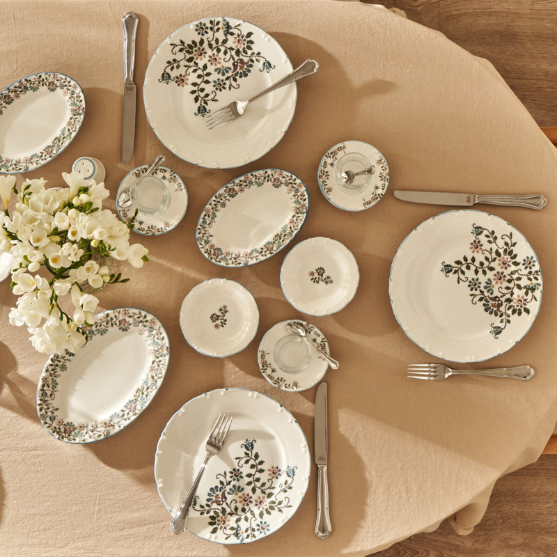 Plateau de service en porcelaine rétro, H 10 po x l 10 po x P 2 po