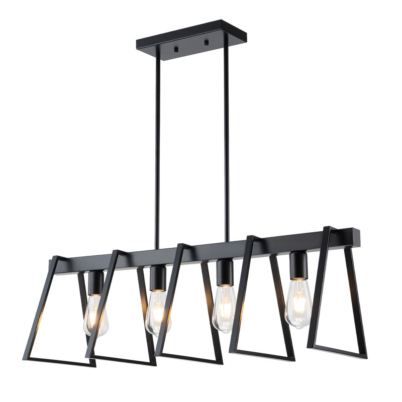 Lydell 4-Light Kitchen Island Linear Pendant, Noir mat