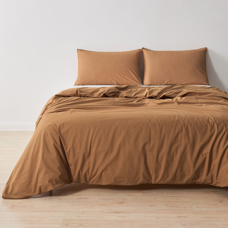 Canyon Brown Cotton Percale Queen Duvet Cover Set