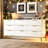 Modern 9-Drawer Dresser with Gold Accents – Spacious Bedroom Storage, White-703284468
