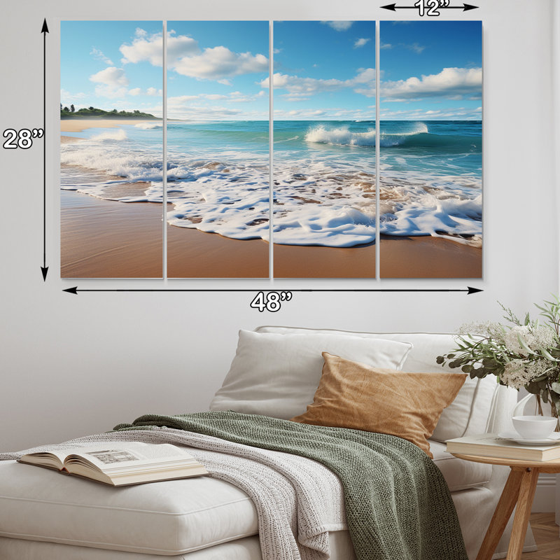«Coastal Waves Seaside Serenade» sur toile, reproduction de 4 pièces
