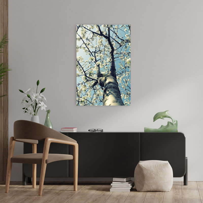 Art contemporain contemporain, paysage de cerisier abstrait organique, H 36 po x l 24 po