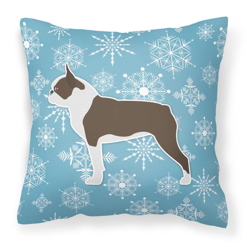 Winter Snowflakes Solid Colour Throw Pillow, 14" H x 14" W x 3" D