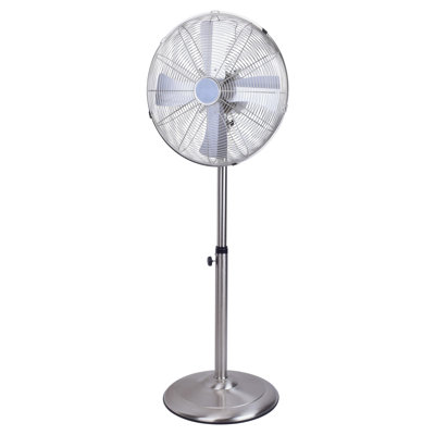 16-Inch Metal Stand Fan with Pure Copper Motor, 3-Speed Pedestal Fan, Chrome Finish, ETL Listed for Home Cooling