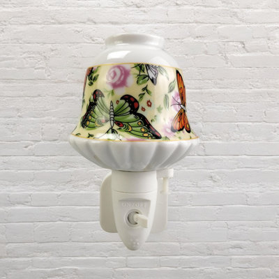 Elegant Floral and Butterfly Night Light, Hand-Finished Design with Front Switch, Perfect for Bedroom, Hallway, or Nursery