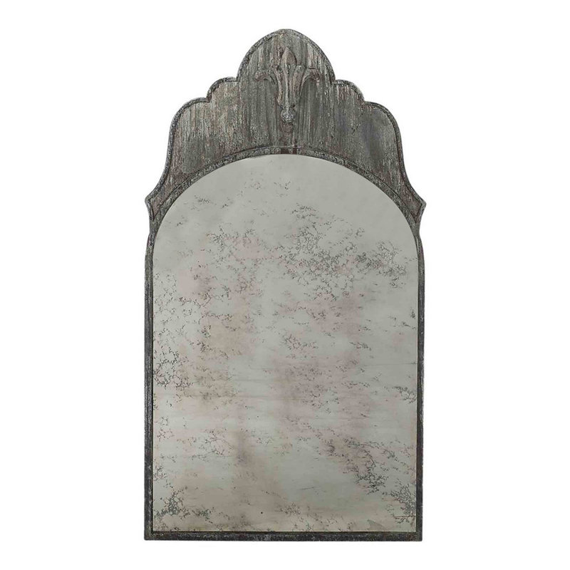 Fleur De Lis Industrial Accent Mirror, 53" H x 30" W, Deep Ocean/Antiqued Mirror