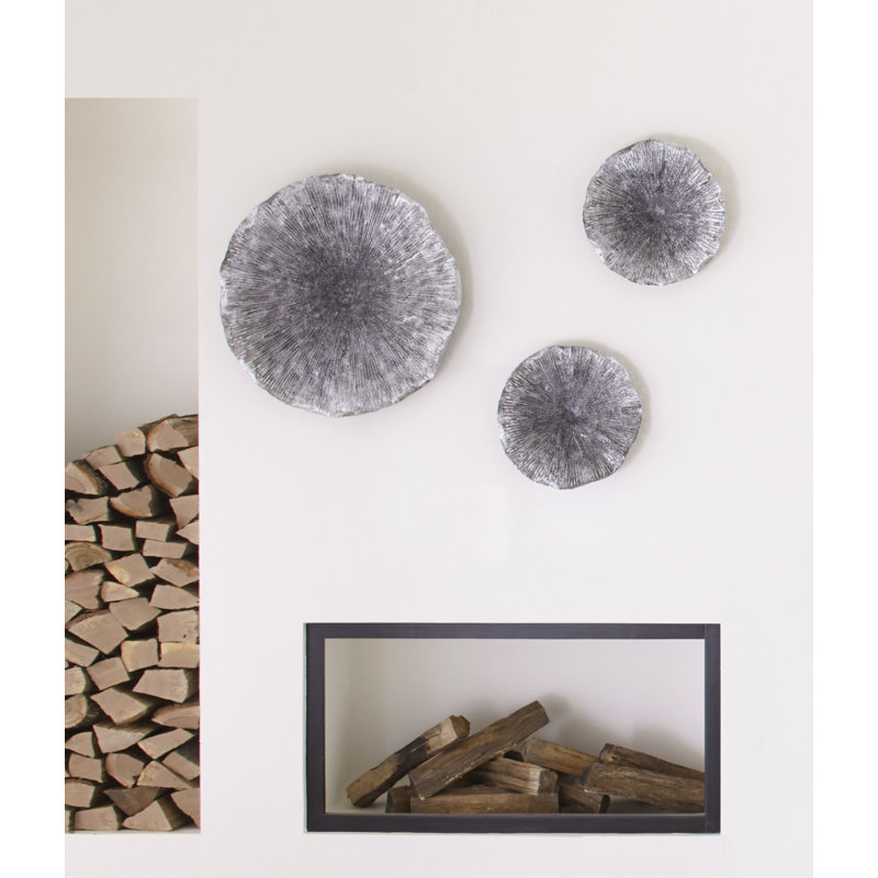 Décoration murale Lotus, H 9 po x l 9 po x P 2 po, Argent antique