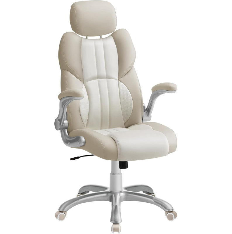 17 Stories Adjustable Faux Leather Swiveling PC & Racing Game Chair, White