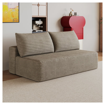 Cloud Sectional Couch, Modern Modular Sofa with Deep Seat, Upholstered Corduroy Fabric, No Assembly Required, Camel, 2-Seater