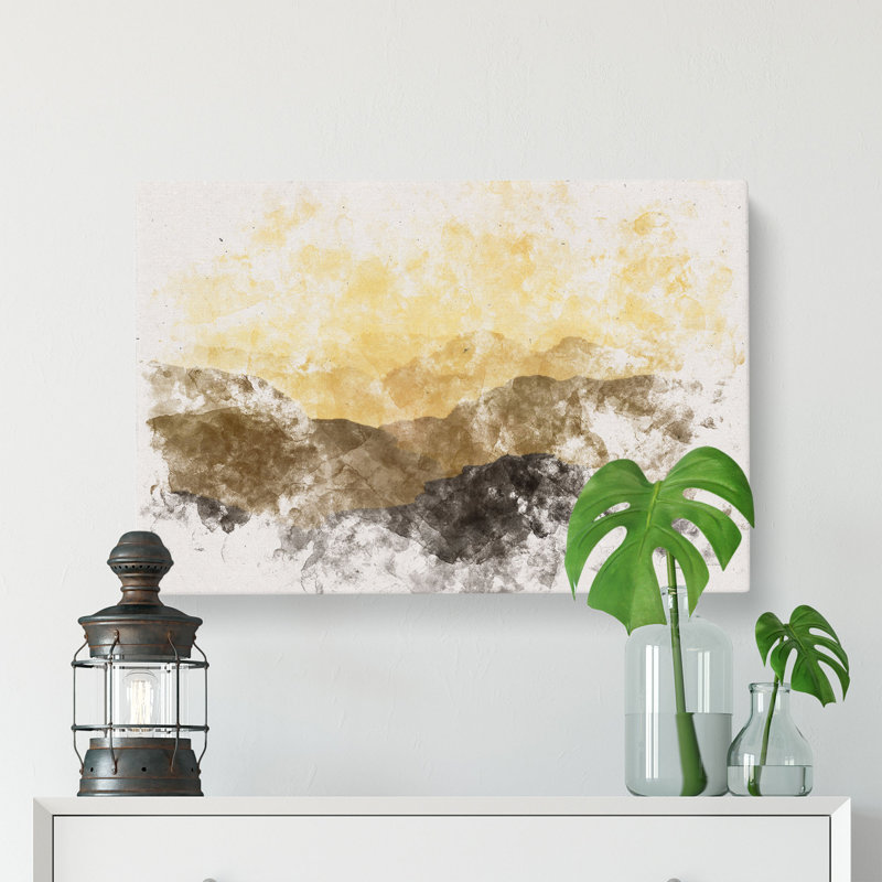 Layers of Mountain Watercolour - Wrapped Canvas, 60cm H x 91cm W x 3cm D