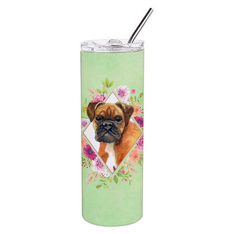 20oz. Stainless Steel Double Wall Glass, German Boxer, Green