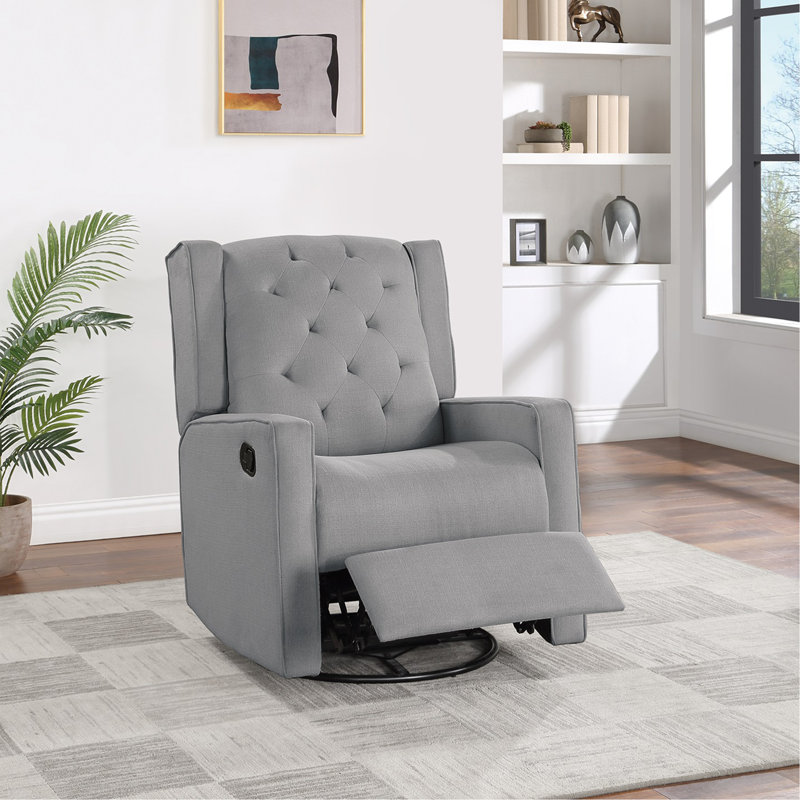Fauteuil inclinable contemporain pivotant en polyfibre 1 pièce, Gris foncé