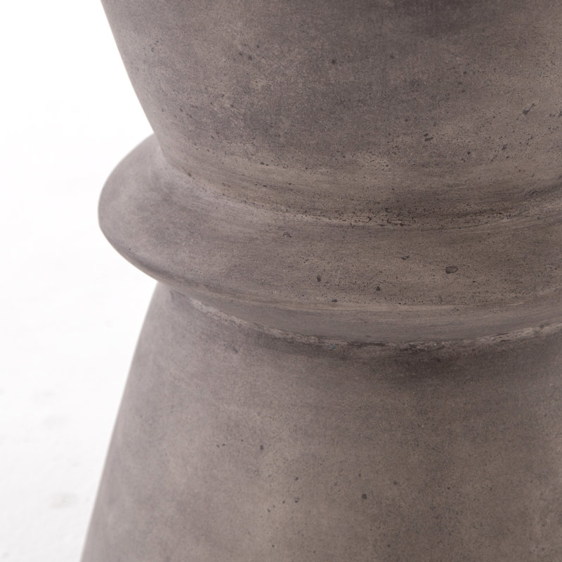 Gray Concrete Round Hourglass End Table