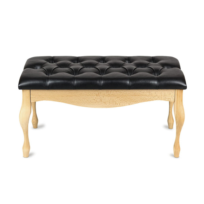 Faux Leather Upholstered Bench, Black/Natural