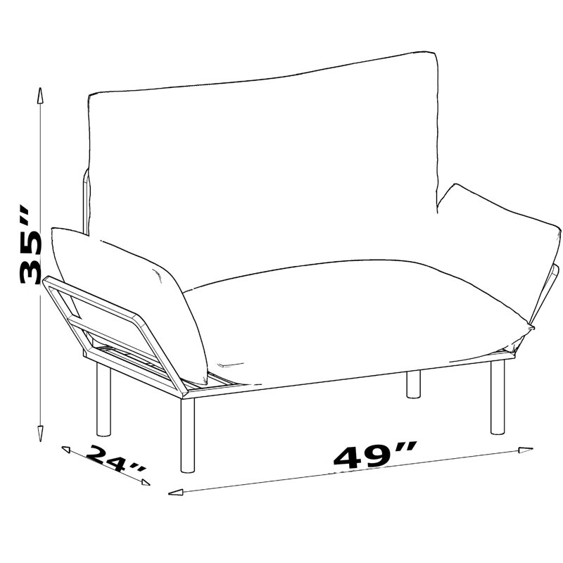 Causeuse bleue - Petit espace utilisant un canapé futon pour le salon et la chambre à coucher. Structure haute avec pieds faciles à nettoyer. Canapé avec accoudoirs Color Options Assemblage avec manuel d'instructions inclus. Non