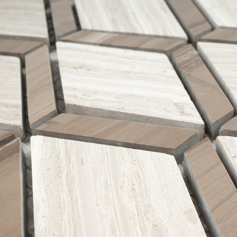 Emperador Natural Stone Grid Marble Look Mosaic Wall Tile, Beige
