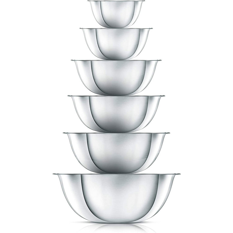 Diretha Stainless Steel 6 Piece Nested Mixing Bowl Set