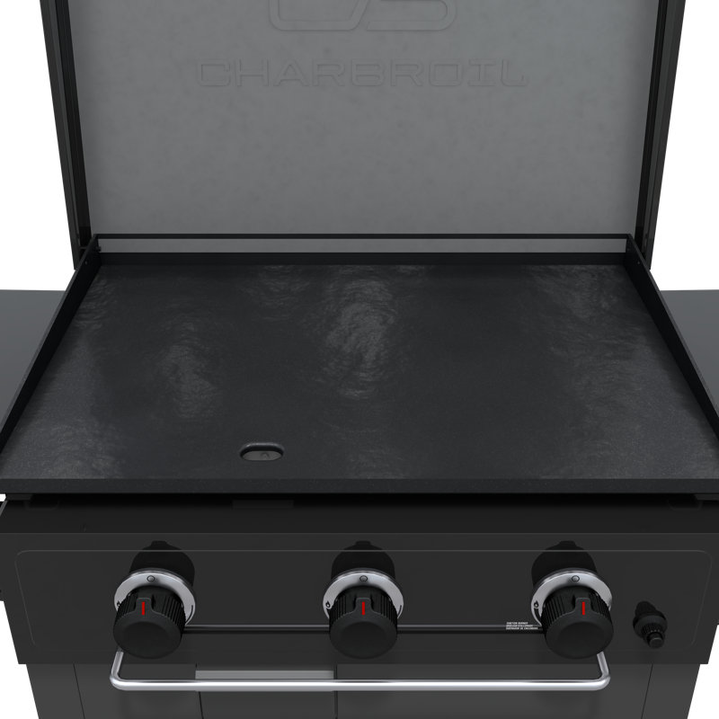 Charbroil Performance Series 28" 3-Burner XL Flat Top Gas Griddle Cart with Lid, Black