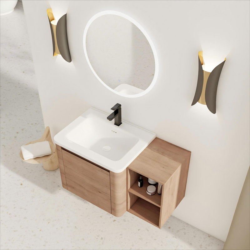 Meuble-lavabo mural avec lavabo en céramique blanche, 36"