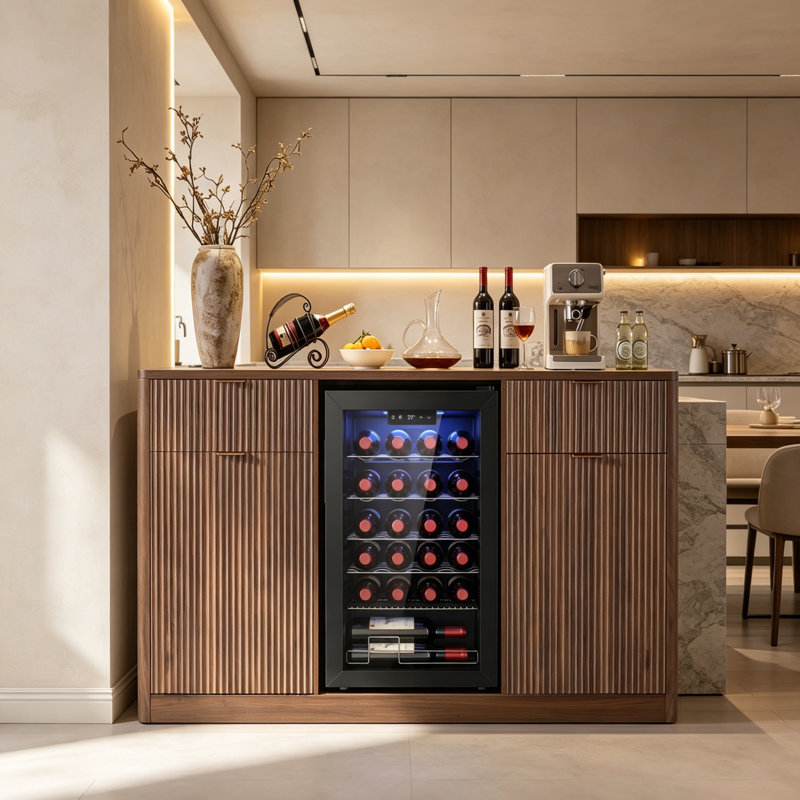Armoire-bar 59 po avec buffet 59 po, Brun
