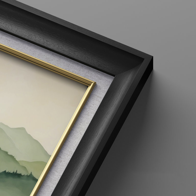 «Green Layered Mountains Serene Atmosp boule» - ensemble de 2 reproductions d'art encadrées de qualité supérieure sur papier 26 po x 36 po