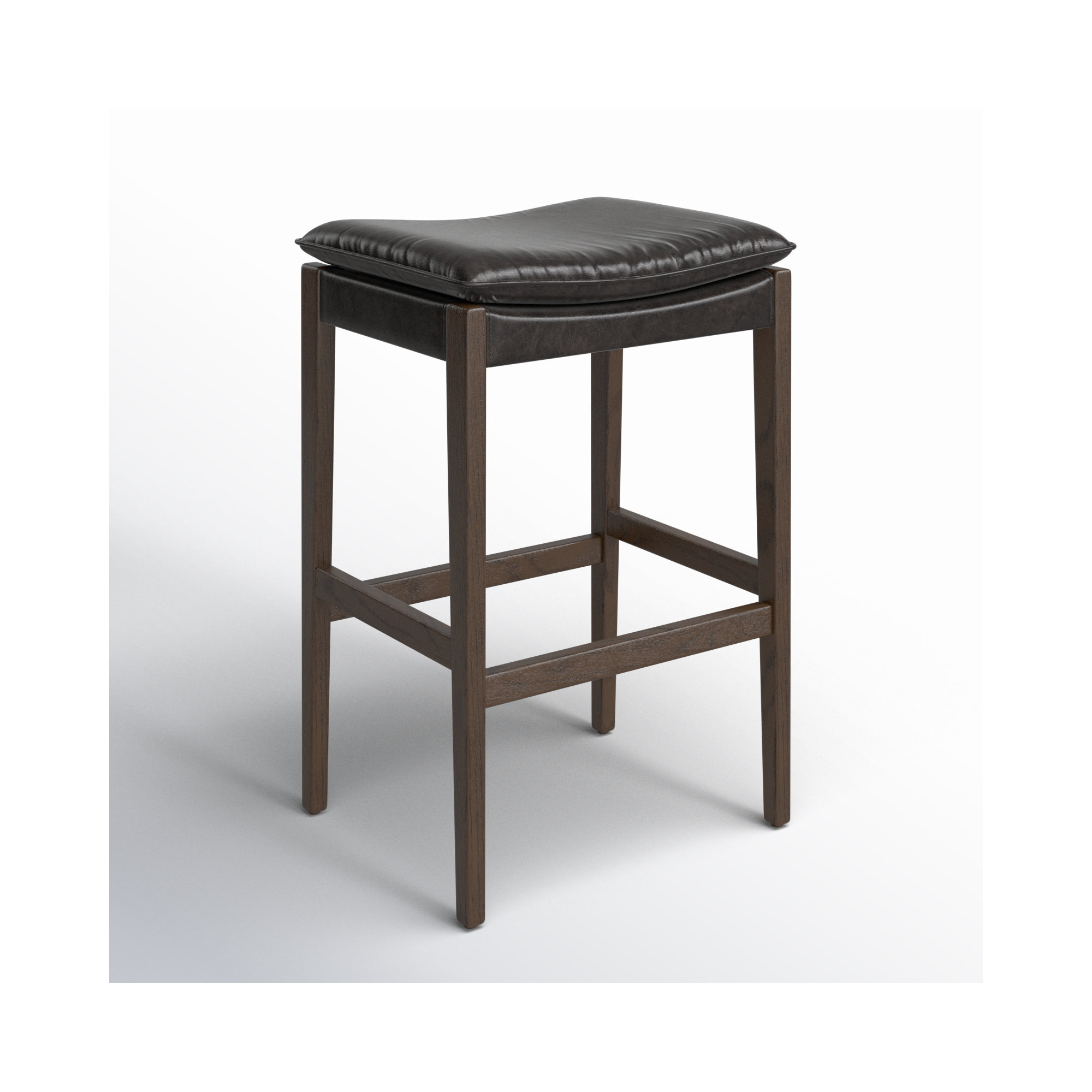 Caricia Leather Stool, Bar Stool (30.71" Seat Height), Genuine Leather Sonoma Black