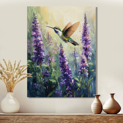 Colibri dans les fleurs sauvages I - oiseau, art mural en métal, impression d'art moderne en métal
