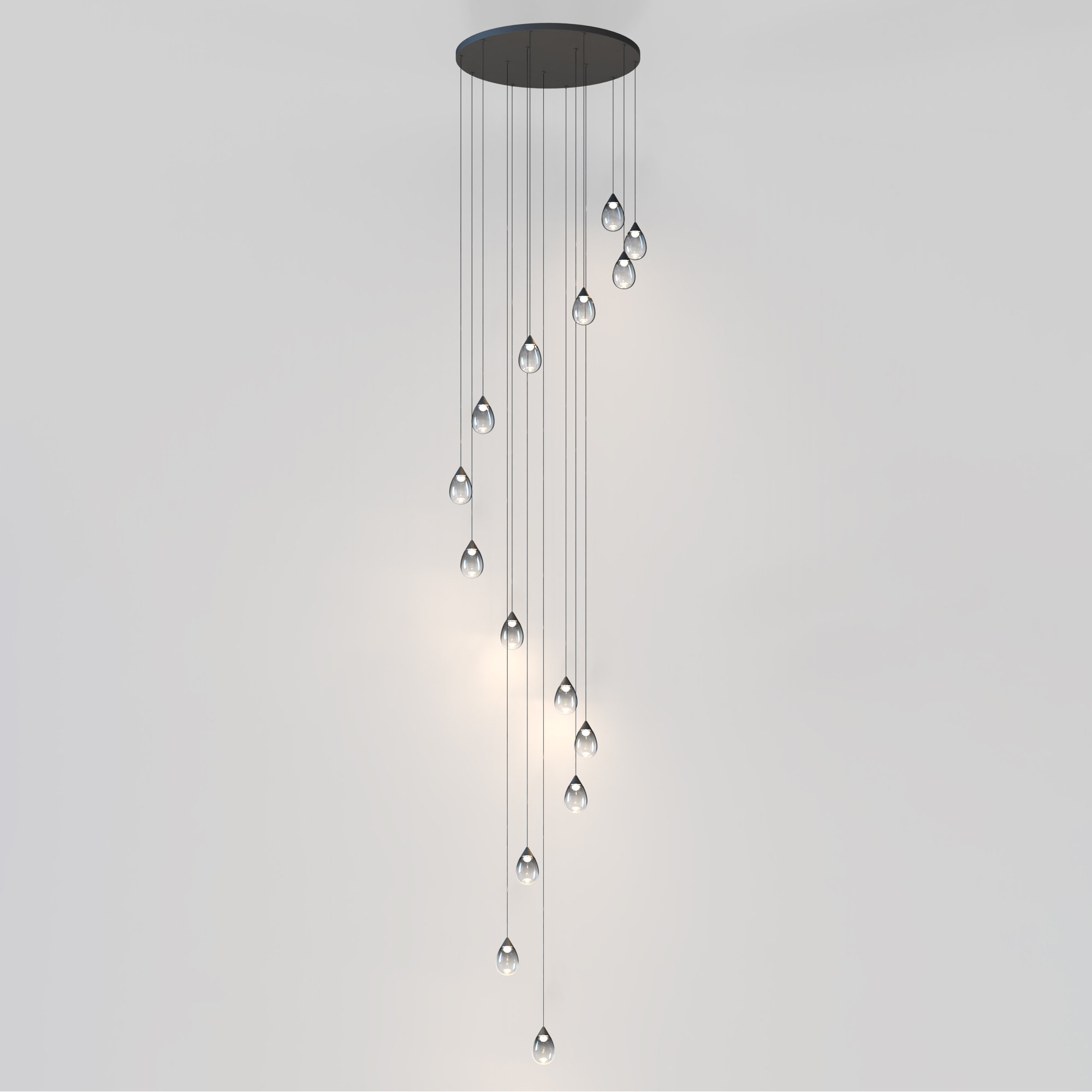 Alheidis 15 Light Glass Dimmable Pendant, Smoke, Matte Black