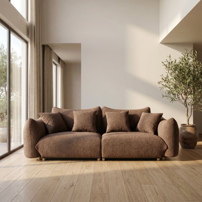 Canapé modulable 2 places, causeuse infonuagique pour salon, marron