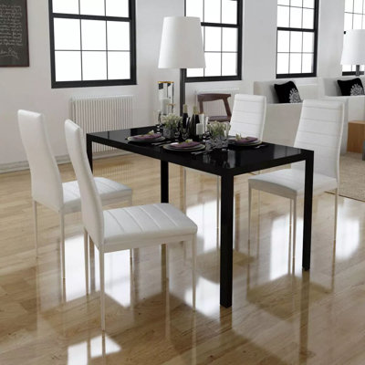 5/7 Piece Dining Set Glass Table Artificial Leather Chairs