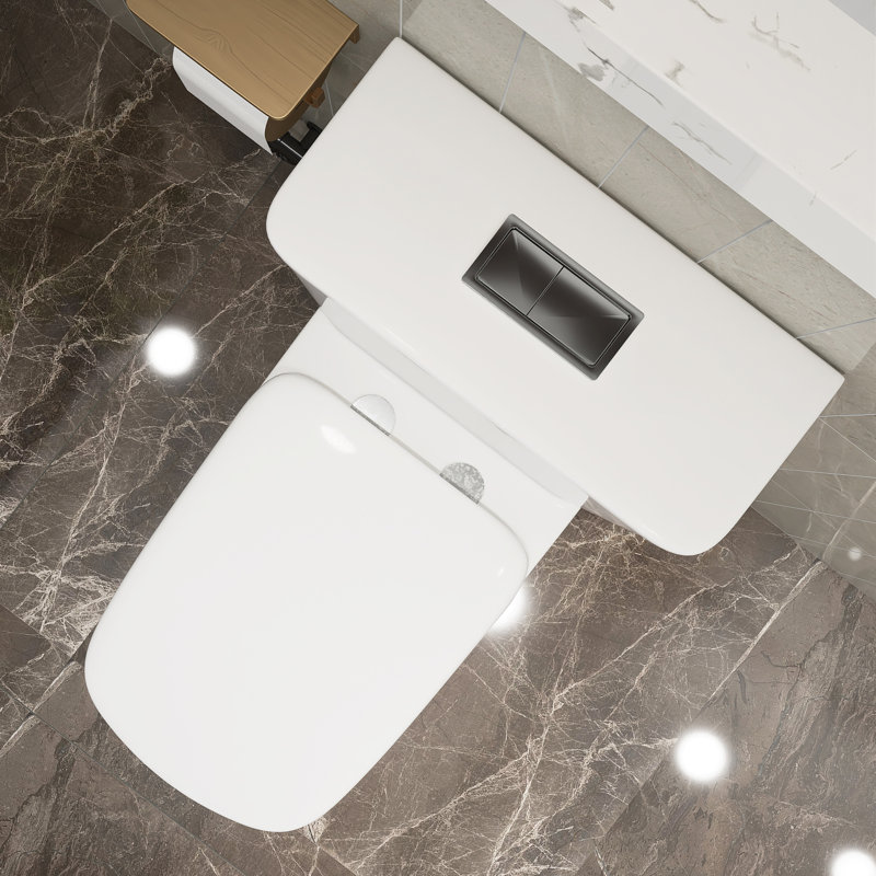 Toilette allongée 1 pièce à double chasse 1,1 / 1,6 GPF avec siège blanc incluse