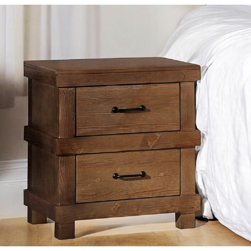 Table de chevet pour chambre à coucher avec 2 tiroirs, table de chevet en bois pour la chambre à coucher