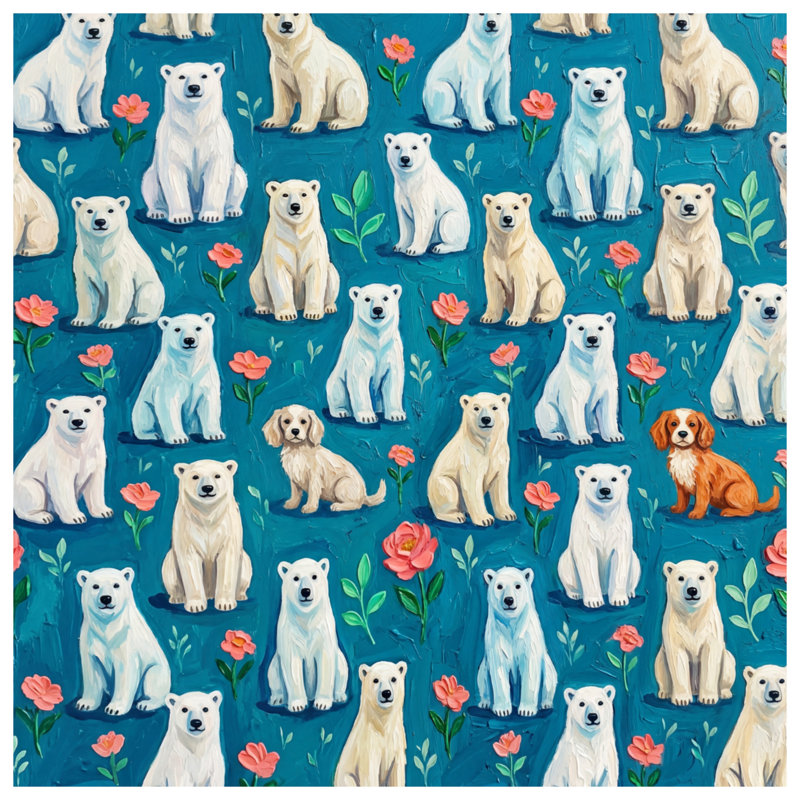 Polar Bears And Dogs Duvet Covers, Queen