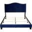 Lit tapissier à garniture cloutée en velours bleu Olney-28677480