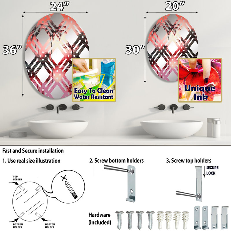 Miroir mural oval, 35,4 po x 23,6 po