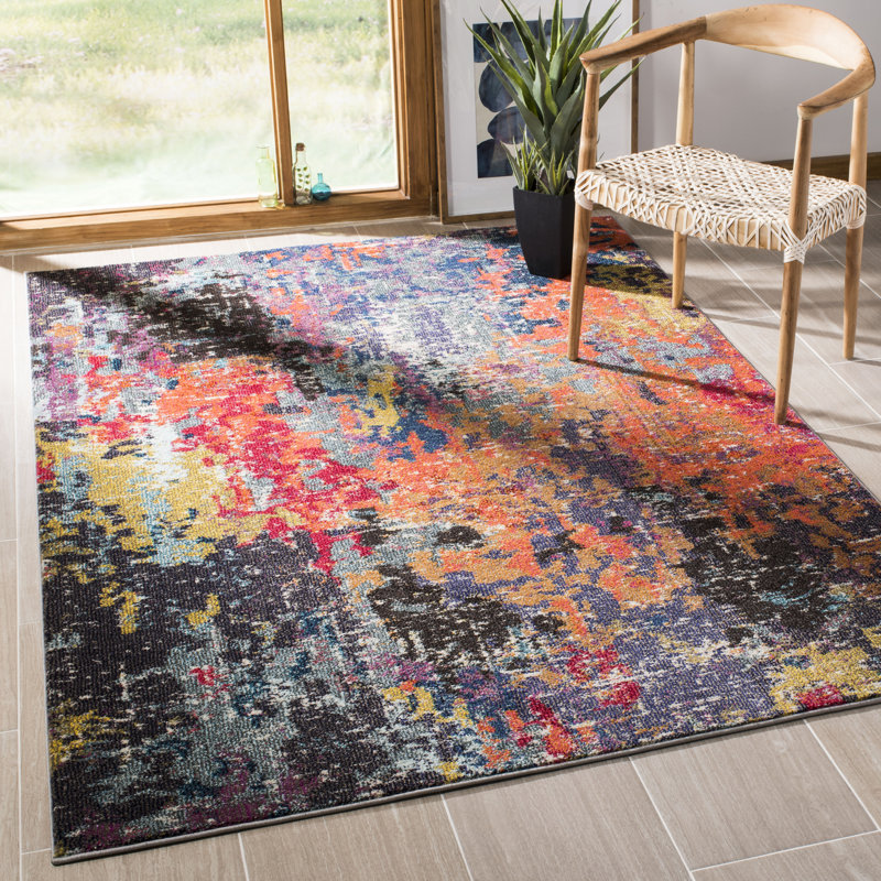 Tapis abstrait bleu / orange Hertzler, Rectangle 9 pi x 12 pi