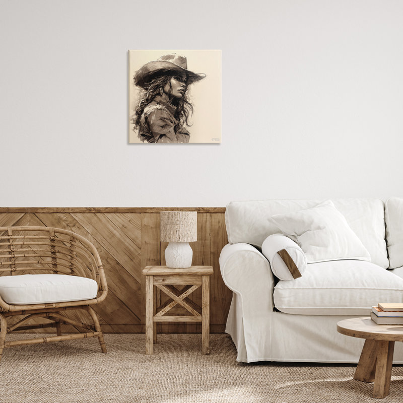Art mural sur toile Stoic Cowgirl, H 24 po x l 24 po