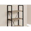 Bibliothèque à 4 niveaux, H 48 po, aspect stratifié taupe brun, détails en métal noir, bibliothèque Office Modern H 48 po, niveau, finition foncée, cadre, chambre à coucher