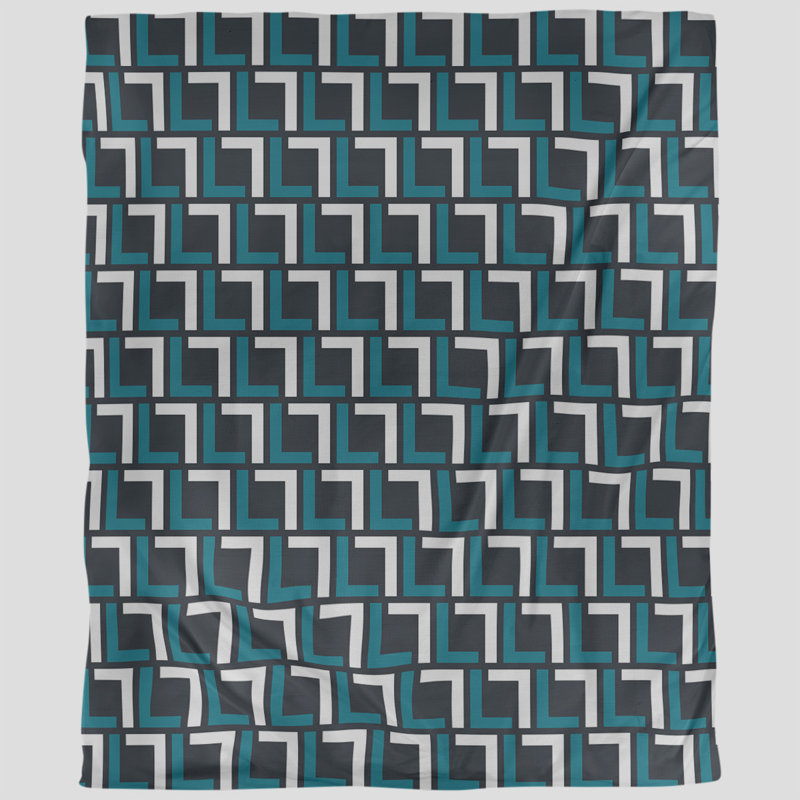 Housse de couette carrée simple, Polyester brossé, Housse de couette pour grand lit, Bleu sarcelle / blanc / noir